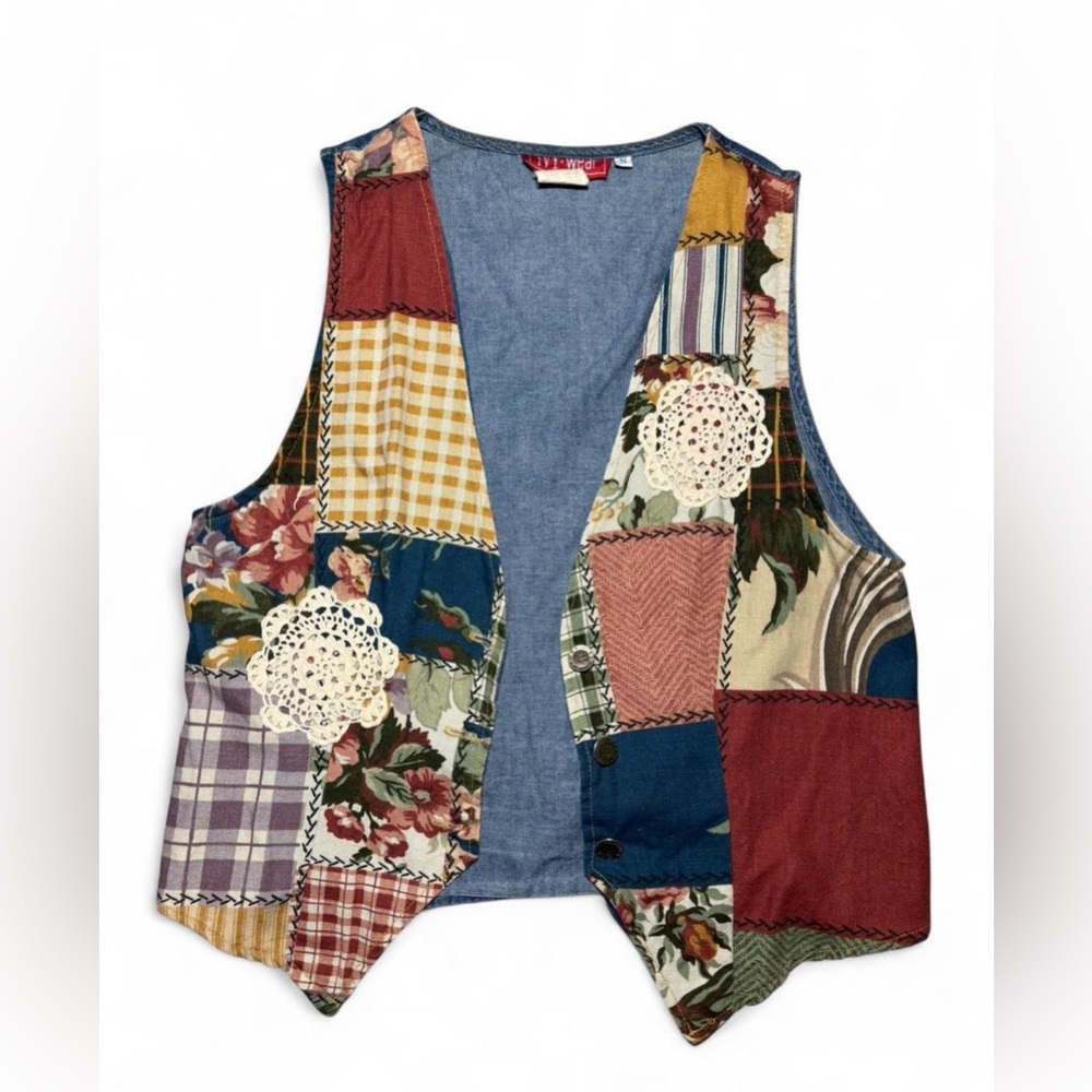 Vintage Patchwork Pattern Vest - image 1